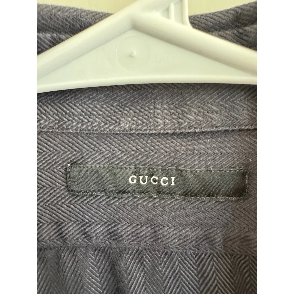 Gucci men's gray cotton button down shirt size 39/15.5 (a US men's medium)